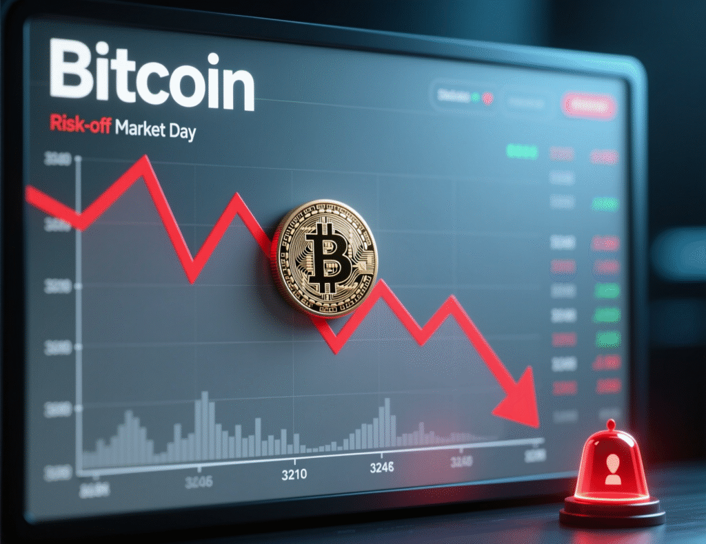 Bitcoin price chart declining during risk-off session