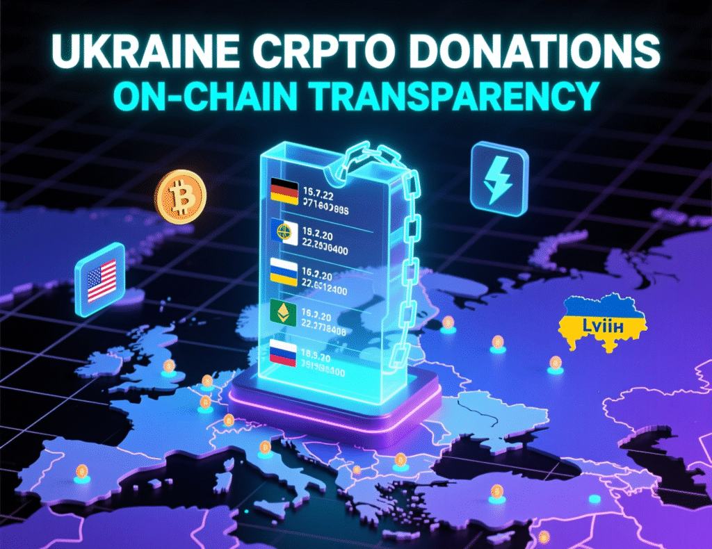 “Ukraine crypto donations visualized on chain to demonstrate transparent aid flows.”