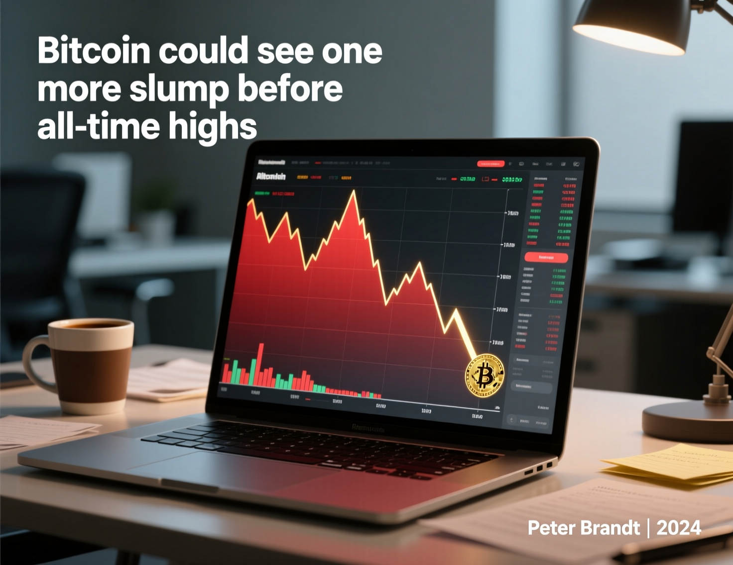 “Bitcoin could see one more slump before all-time highs: Peter Brandt” headline graphic