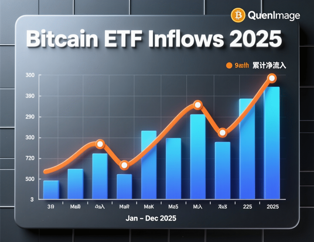 Line chart of IBIT AUM and weekly Bitcoin ETF net flows to show institutional investment in crypto via ETFs.