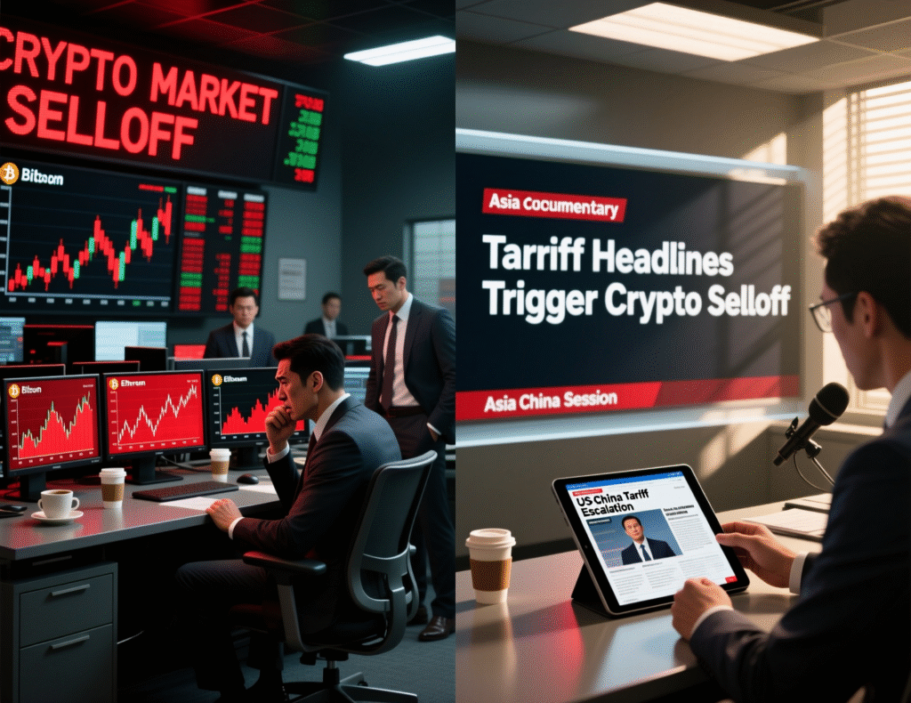 “Crypto market selloff on tariff headlines in Asia session”