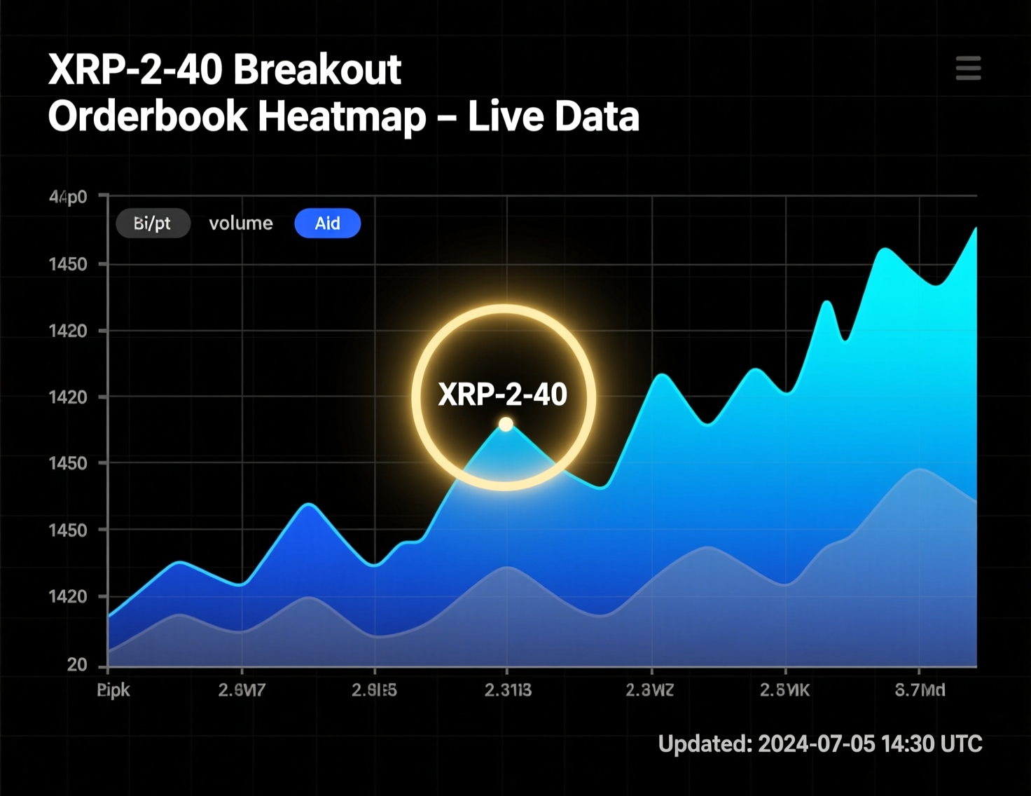 “Chart highlighting the XRP $2.40 breakout level with recent order-book depth”