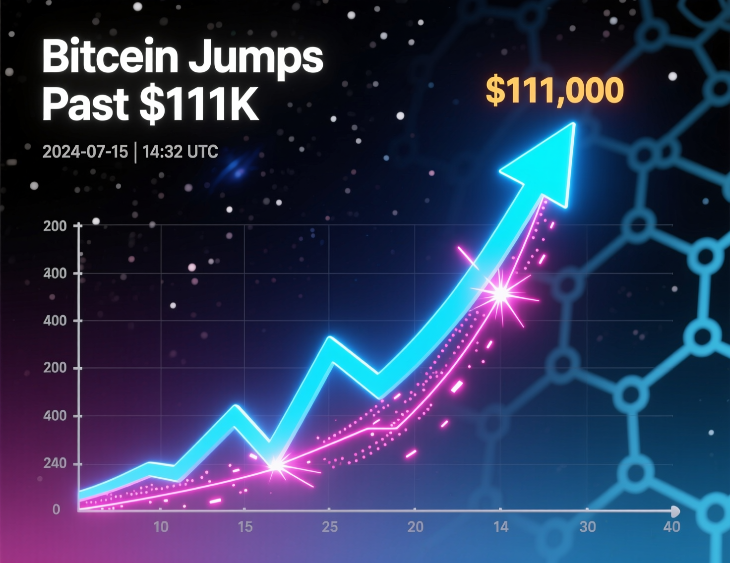 “Bitcoin jumps past $111K” price chart with intraday levels