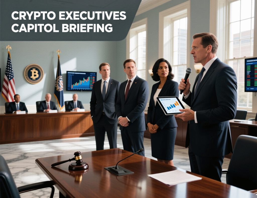 Crypto executives arriving for Senate policy briefing