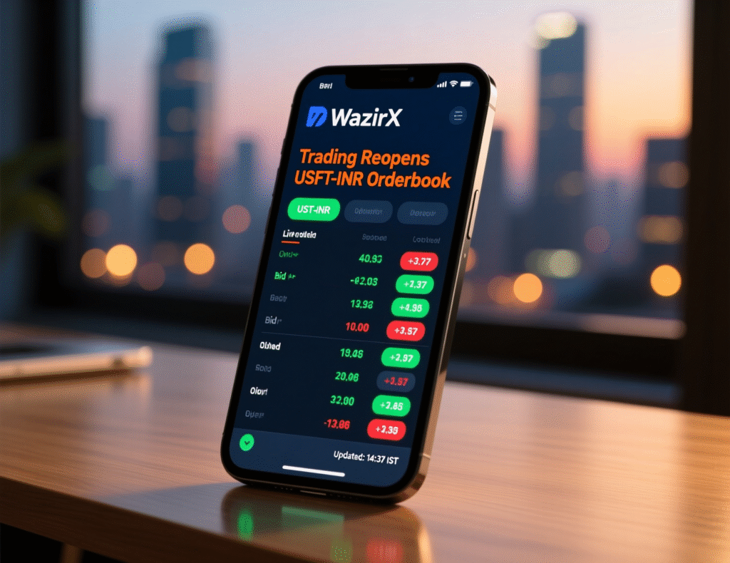 USDT/INR market on WazirX during reopening day