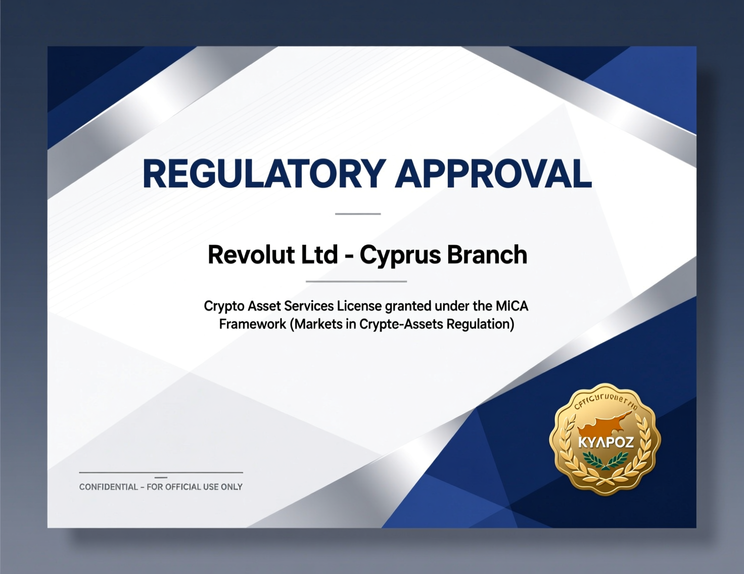 “Revolut Cyprus crypto licence approved by CySEC under MiCA”