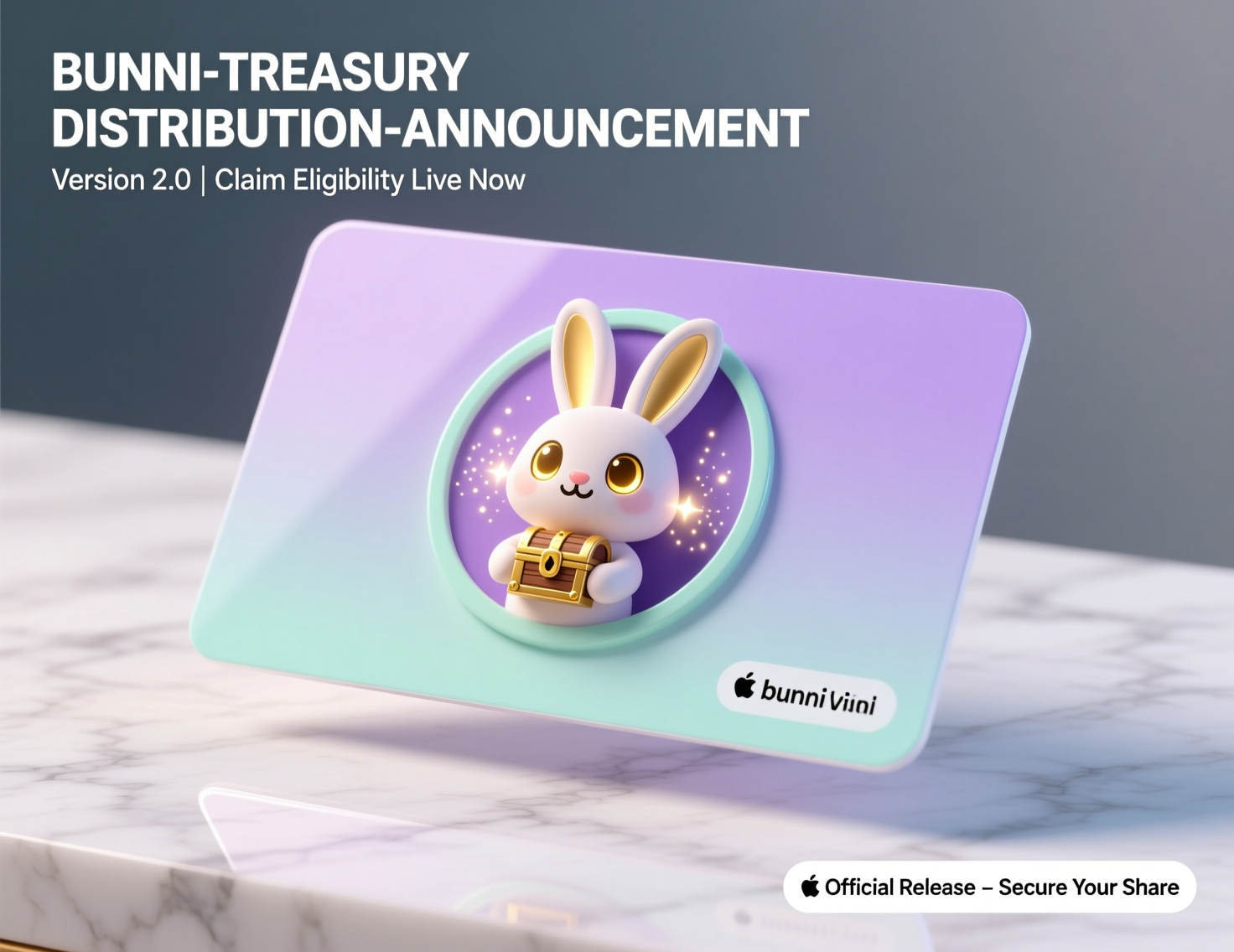 Screenshot-style graphic showing treasury distribution to BUNNI, LIT, veBUNNI holders