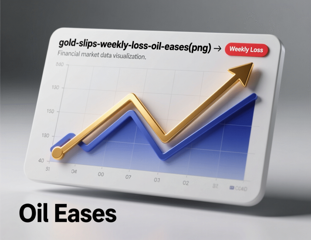 Gold price graph turning lower with oil prices easing