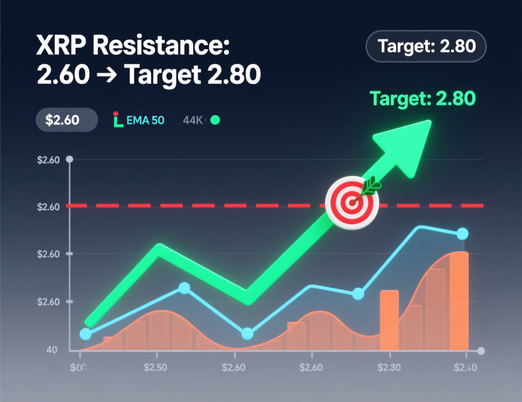 “XRP tests $2.60 with targets toward $2.80”