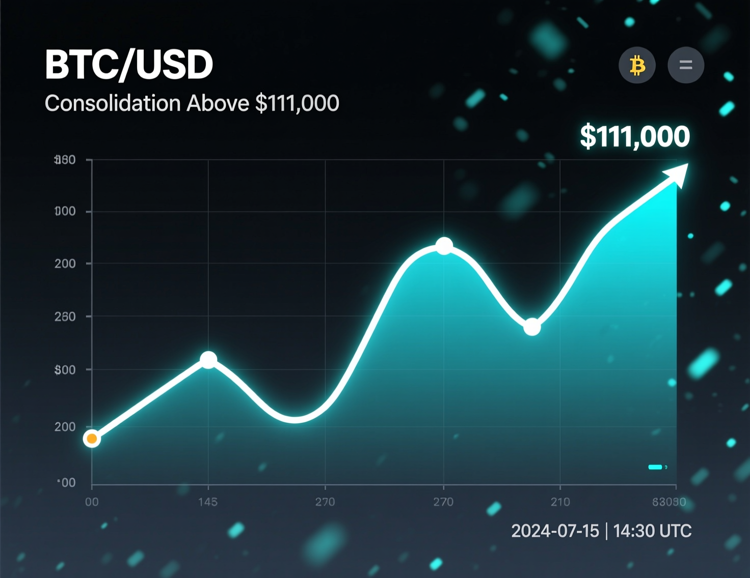 “Bitcoin consolidates above $111,000 range chart”