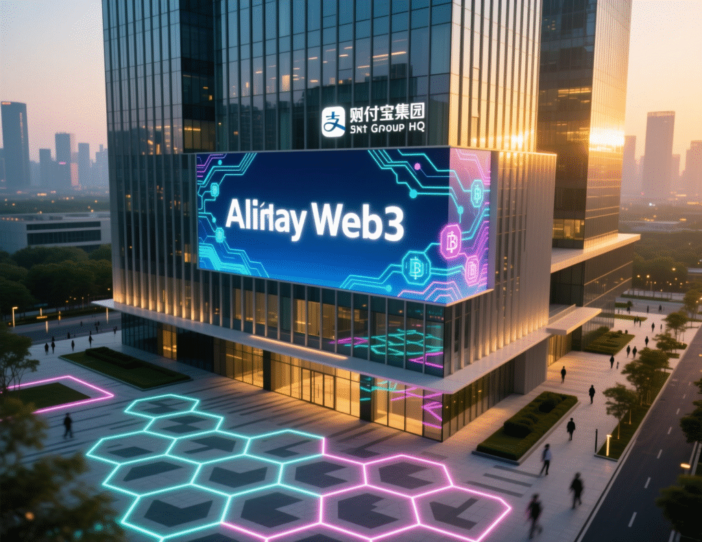Ant Group headquarters exterior with Alipay branding