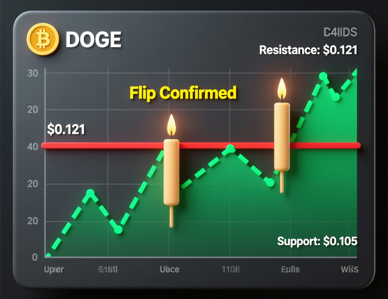 Dogecoin $0.21 resistance flips to support on breakout chart