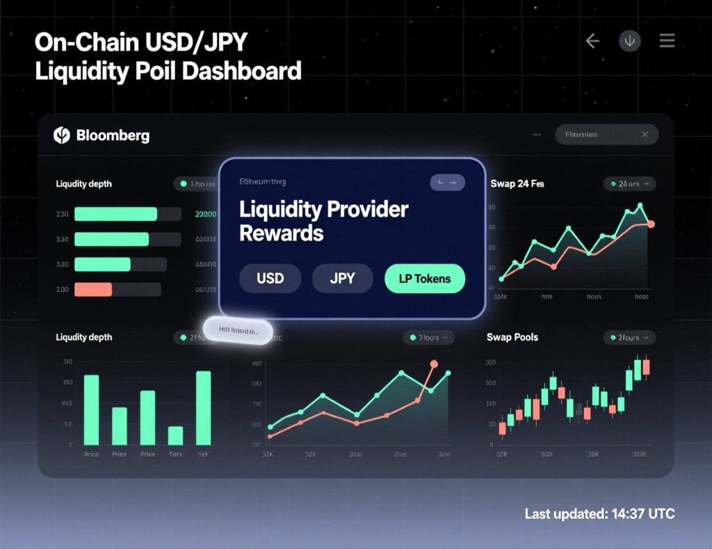 Interface showing USD/JPY on-chain liquidity pool