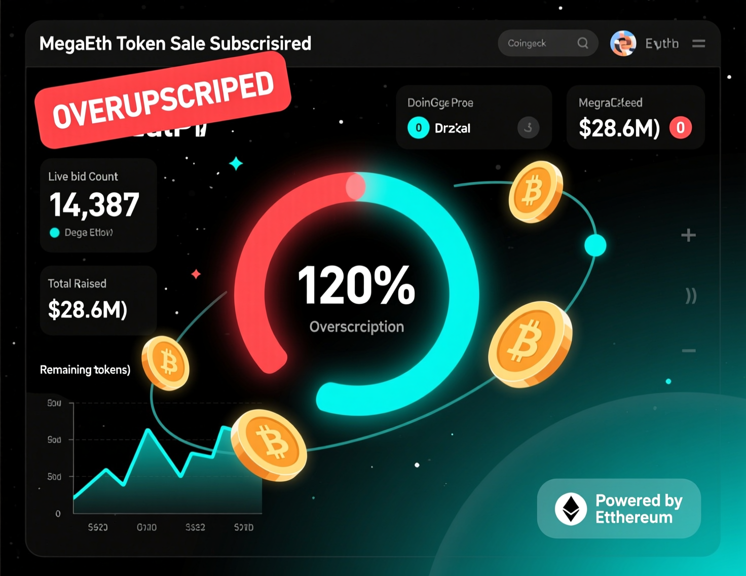 “MegaETH token sale oversubscribed” auction dashboard showing commitments