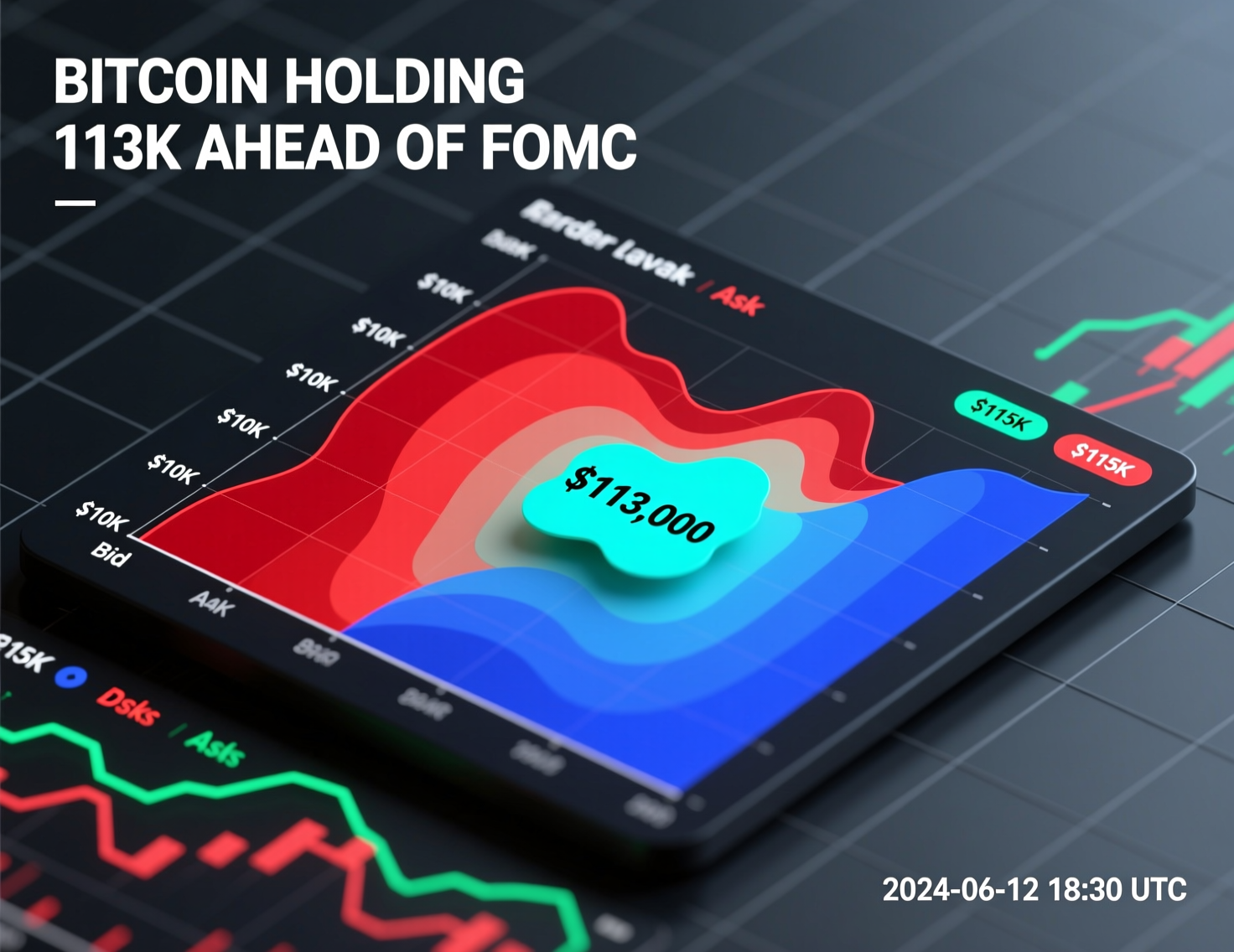 “Bitcoin holds $113K ahead of FOMC” order-book heatmap showing thin liquidity