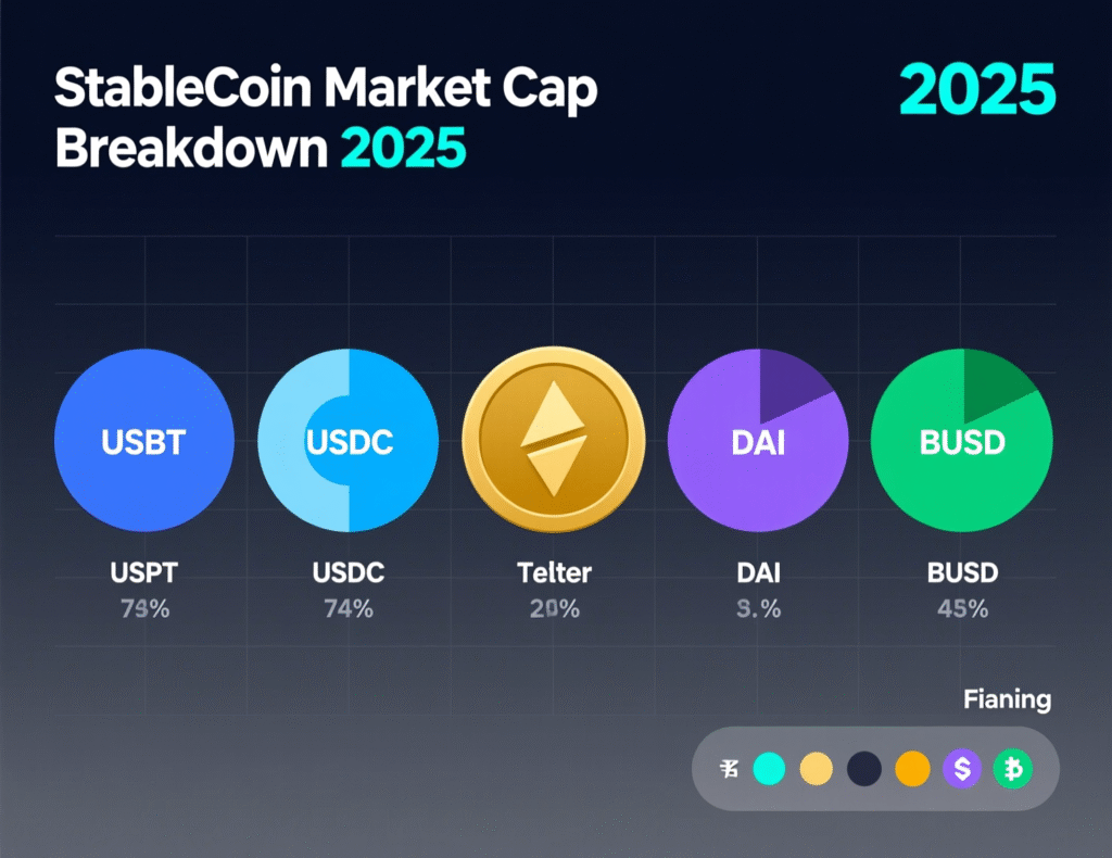 Crypto Stability 5 “Stablecoin market cap and dominance by issuer in 2025 based on DeFiLlama.”