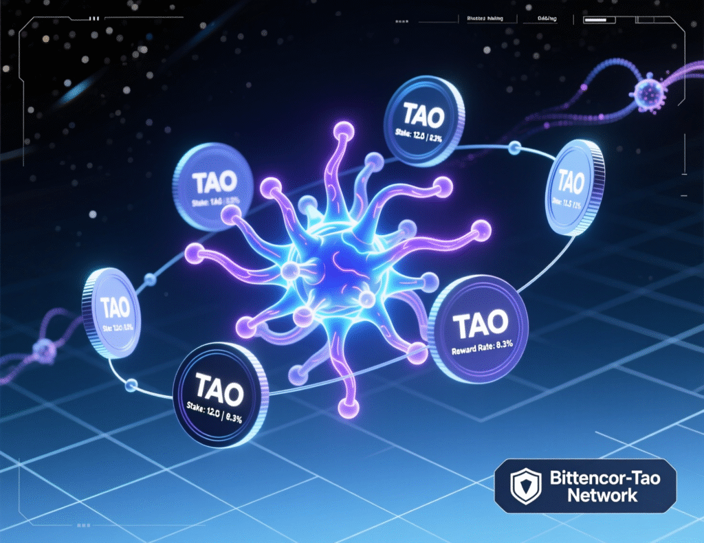 “Bittensor (TAO) decentralized AI network illustration”