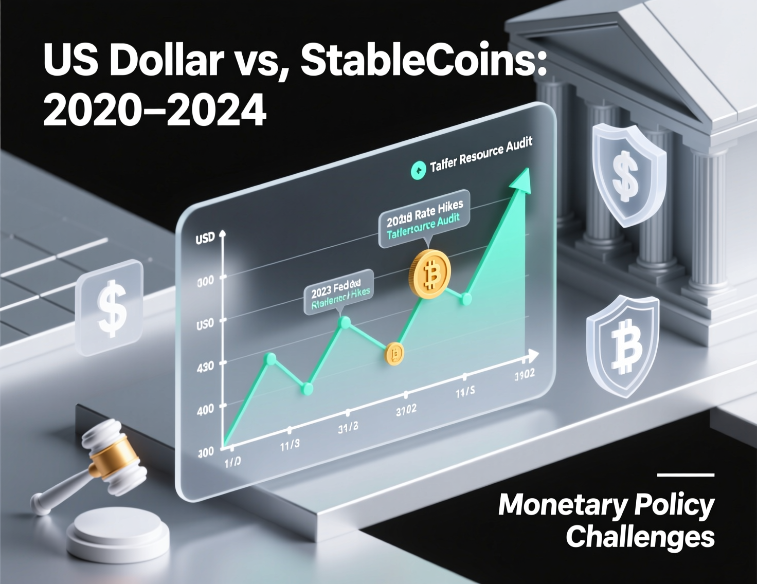 “US dollar stablecoins monetary policy challenges” chart showing market cap trend