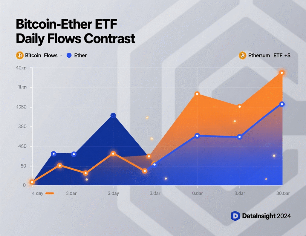 “Comparison of daily flows for Bitcoin, Ether, and Solana ETFs”