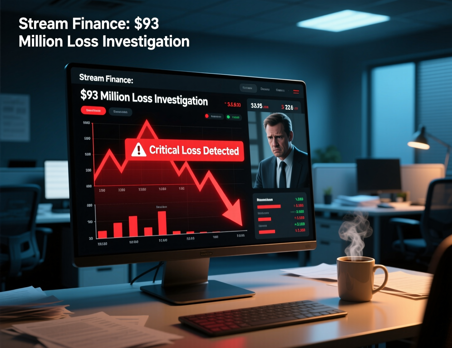 “Stream Finance $93 million loss” announcement on a crypto dashboard