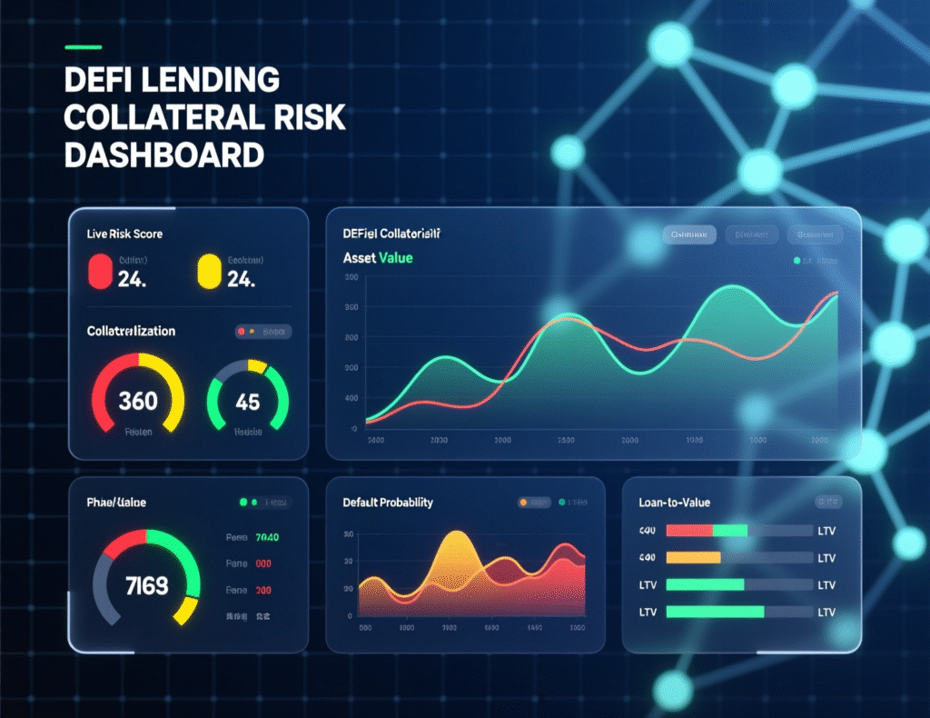 DeFi lending dashboard illustrating collateral and LTV metrics