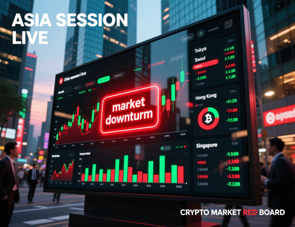 “Crypto prices falling on a trading dashboard during Asian hours”