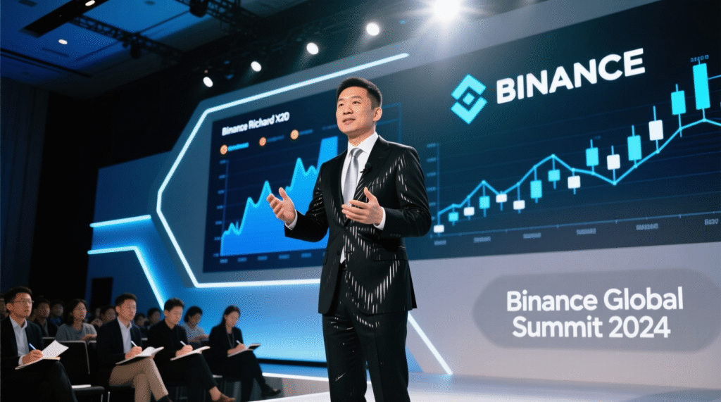 Binance CEO Richard Teng speaking at a conference