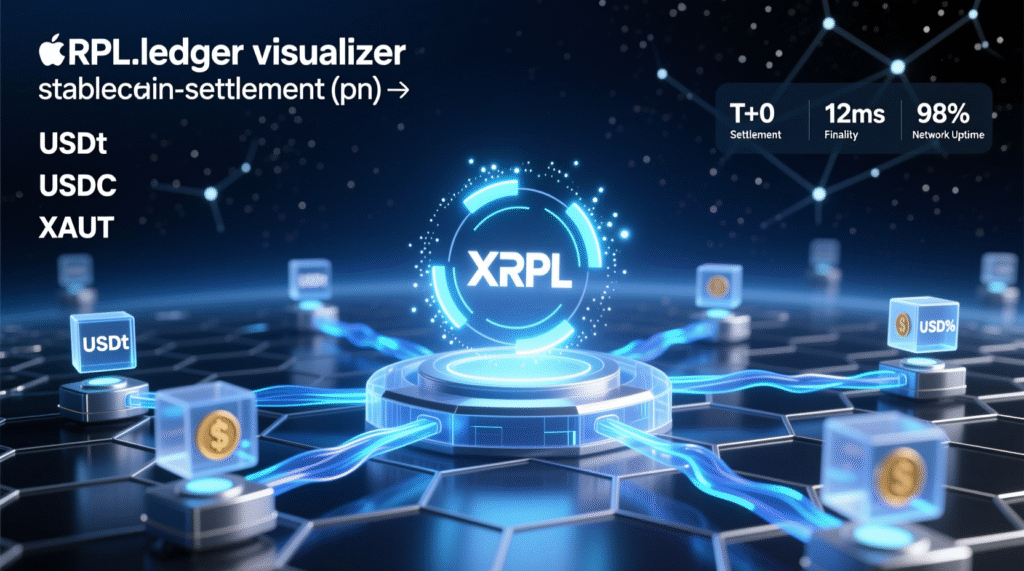 “XRPL ledger view illustrating stablecoin settlement”