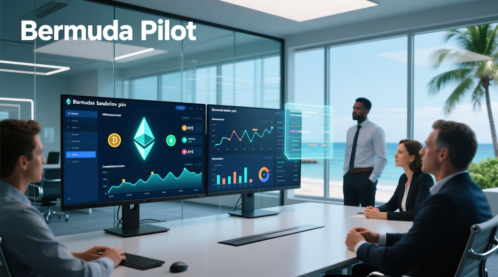 Diagram of onchain stablecoin compliance architecture used in Bermuda pilot