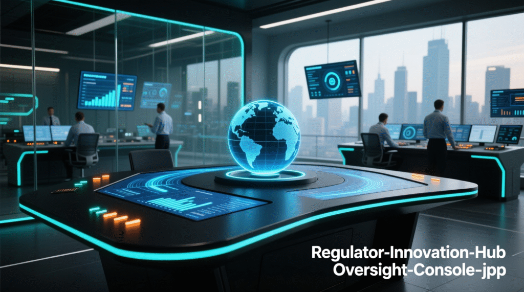 Regulator console illustrating live alerts and audit trail