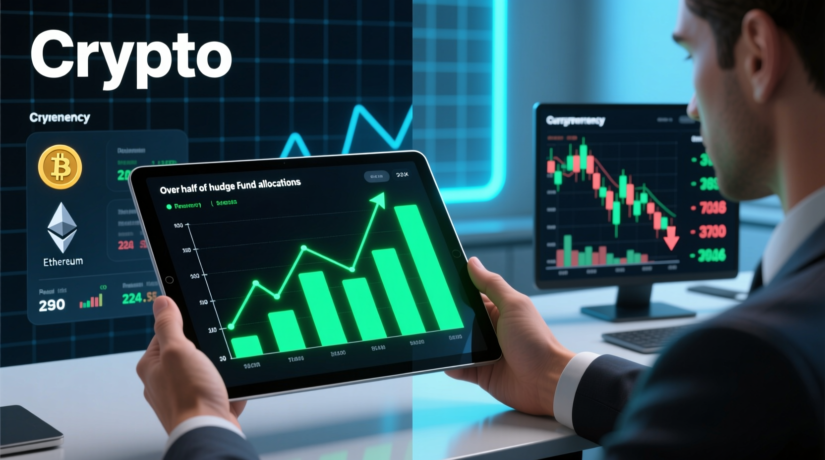 Chart showing more than half of hedge funds invested in crypto in 2025