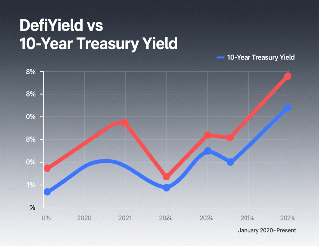 DeFi yields compared with U.S. 10-year Treasury