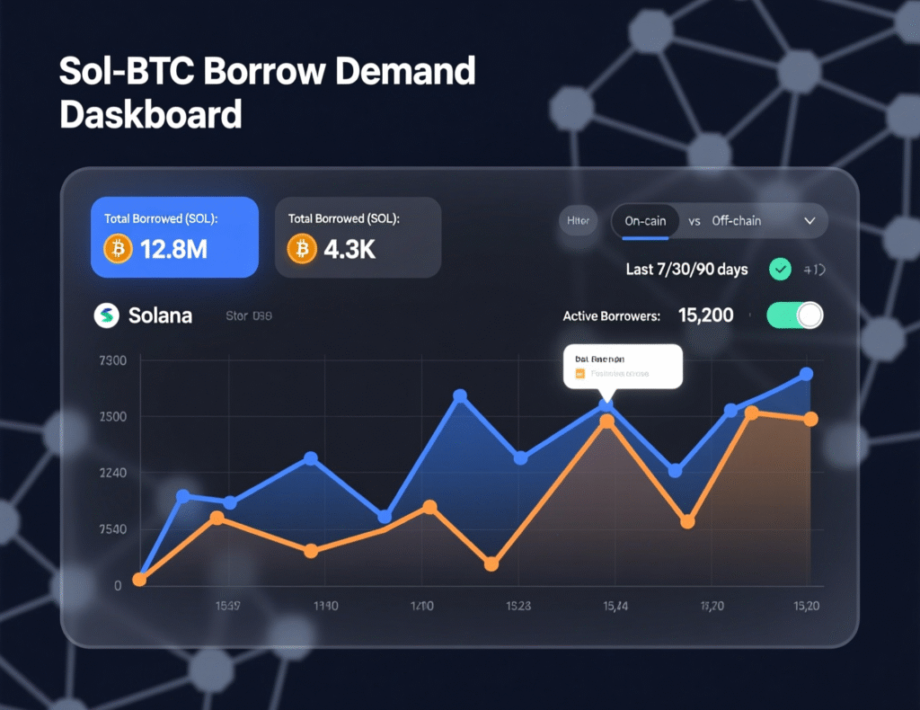Borrow demand indicators for SOL and BTC across lending pools