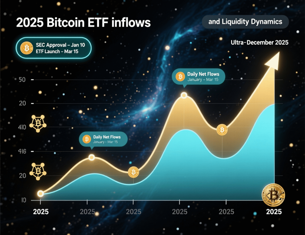 “Cumulative flows into spot Bitcoin ETFs illustrating rapid institutional adoption.”