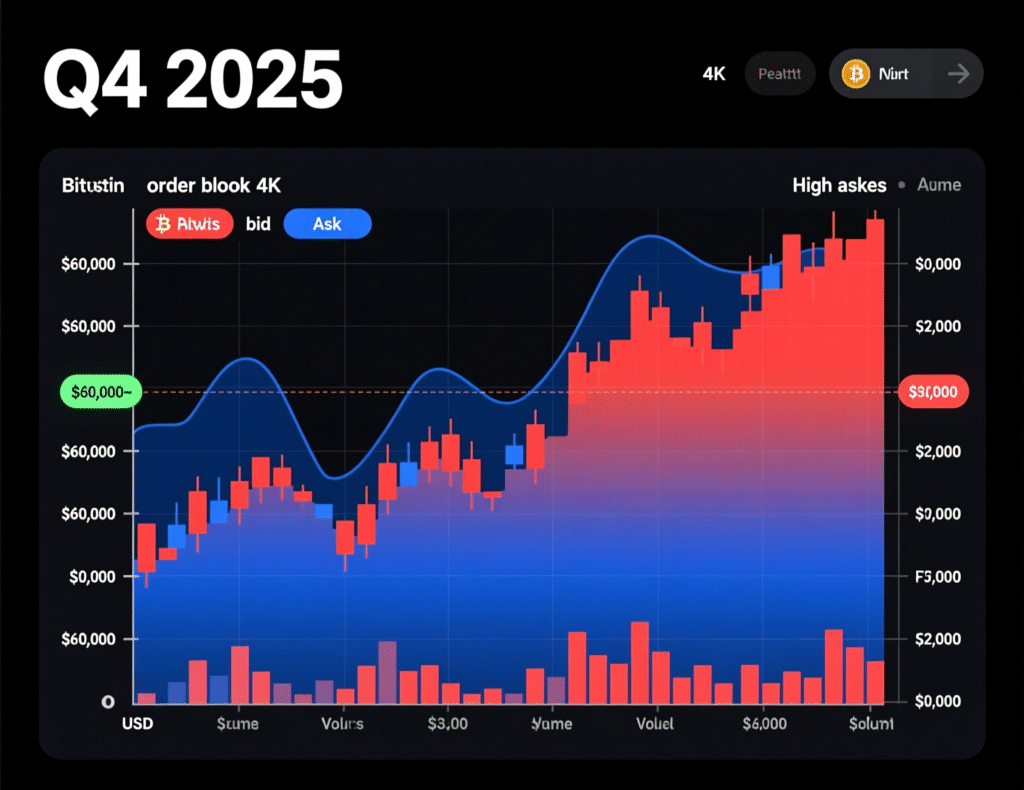 Bitcoin order book heatmap showing liquidity clusters