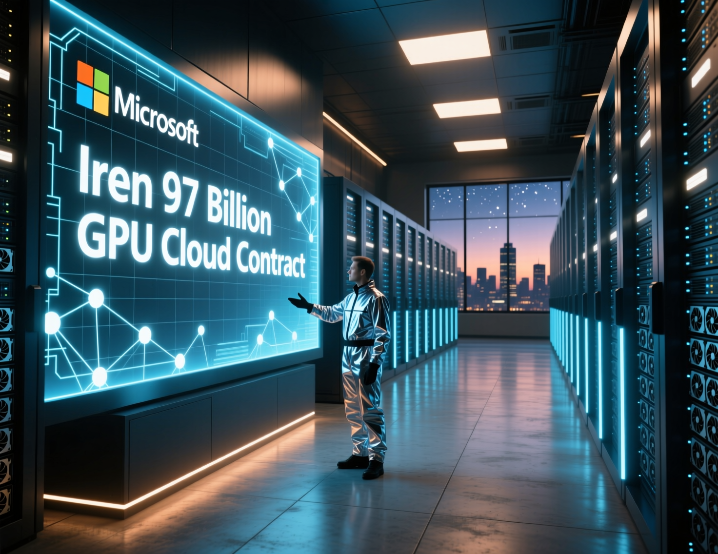 “Racks at IREN’s Texas site supporting the Microsoft IREN $9.7 billion GPU cloud contract.”