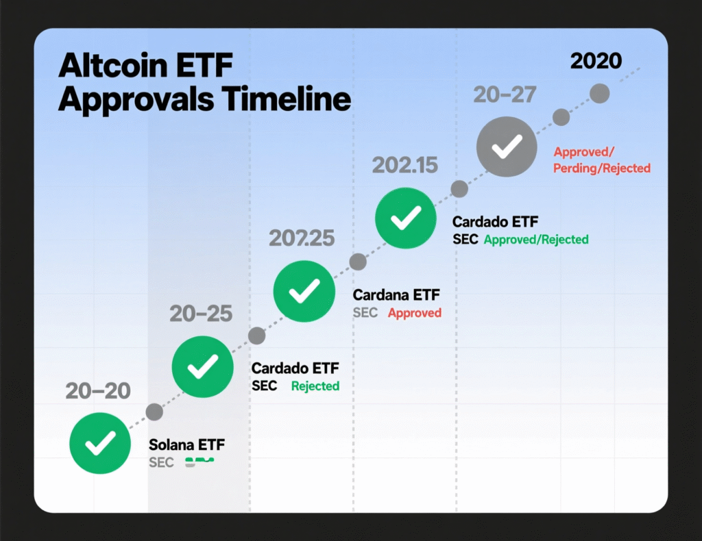 “Timeline of pending altcoin ETF approvals in the U.S.”