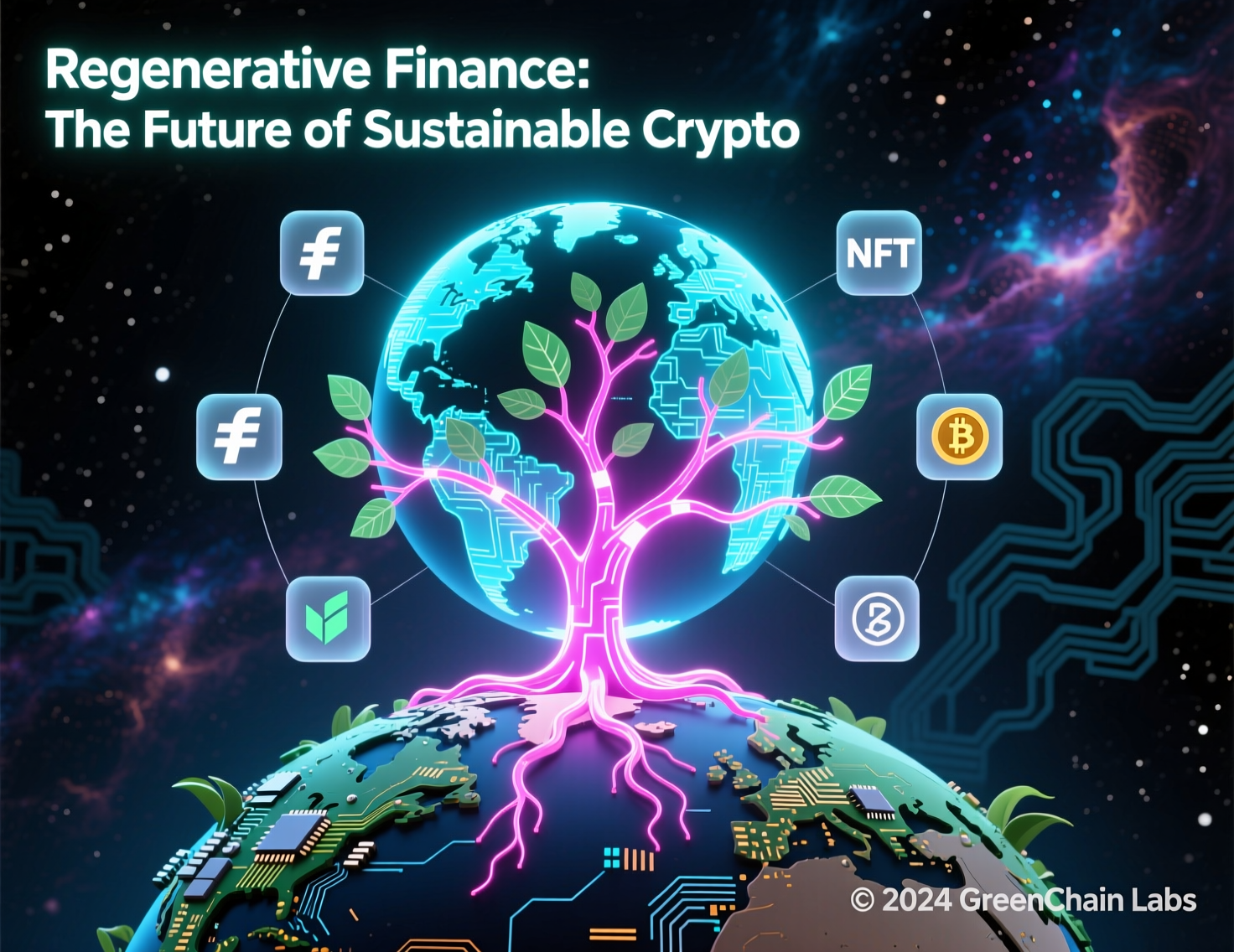 Regenerative finance in crypto overview with tokenized carbon lifecycle diagram
