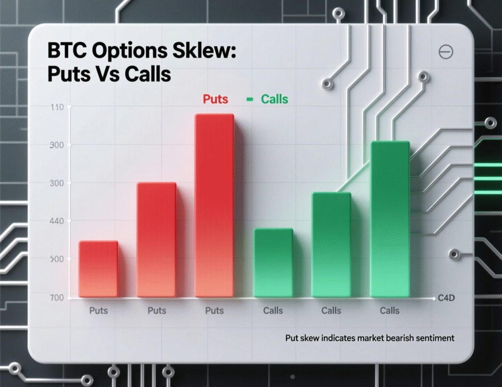 Put-call skew indicating stronger demand for downside hedges