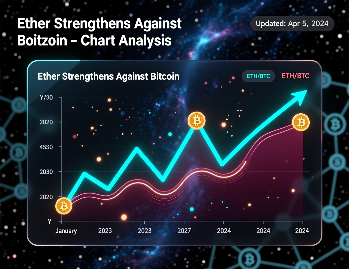 “ether strengthens against bitcoin” chart of ETH/BTC consolidation