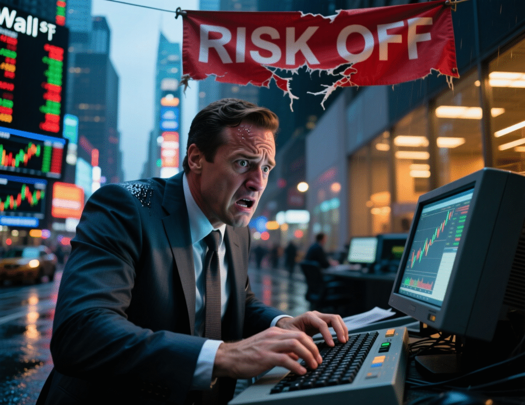 Traders monitor markets amid risk-off conditions