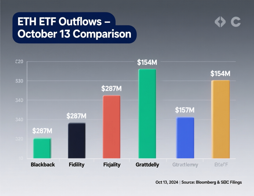 Ether ETF outflows with reference to Oct. 13 high