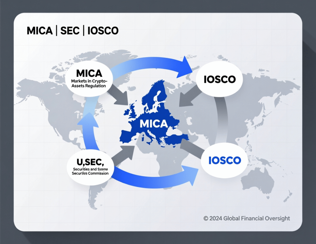 “Global map of tokenization regulations (MiCA, SEC/Howey, IOSCO, FCA, MAS, ADGM)”