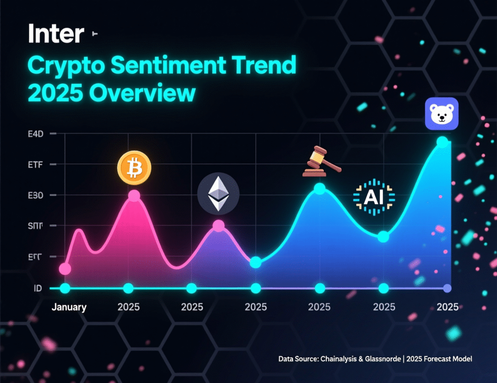 Line chart of crypto sentiment trend during 2025
