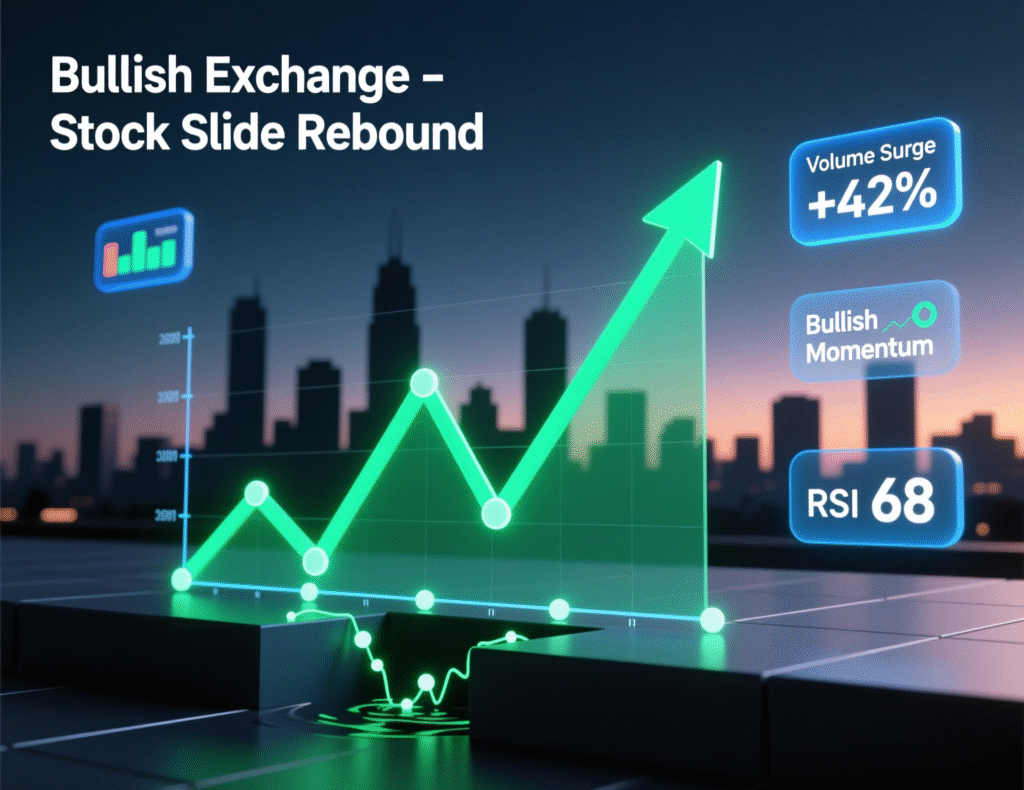 Bullish stock price chart after session decline