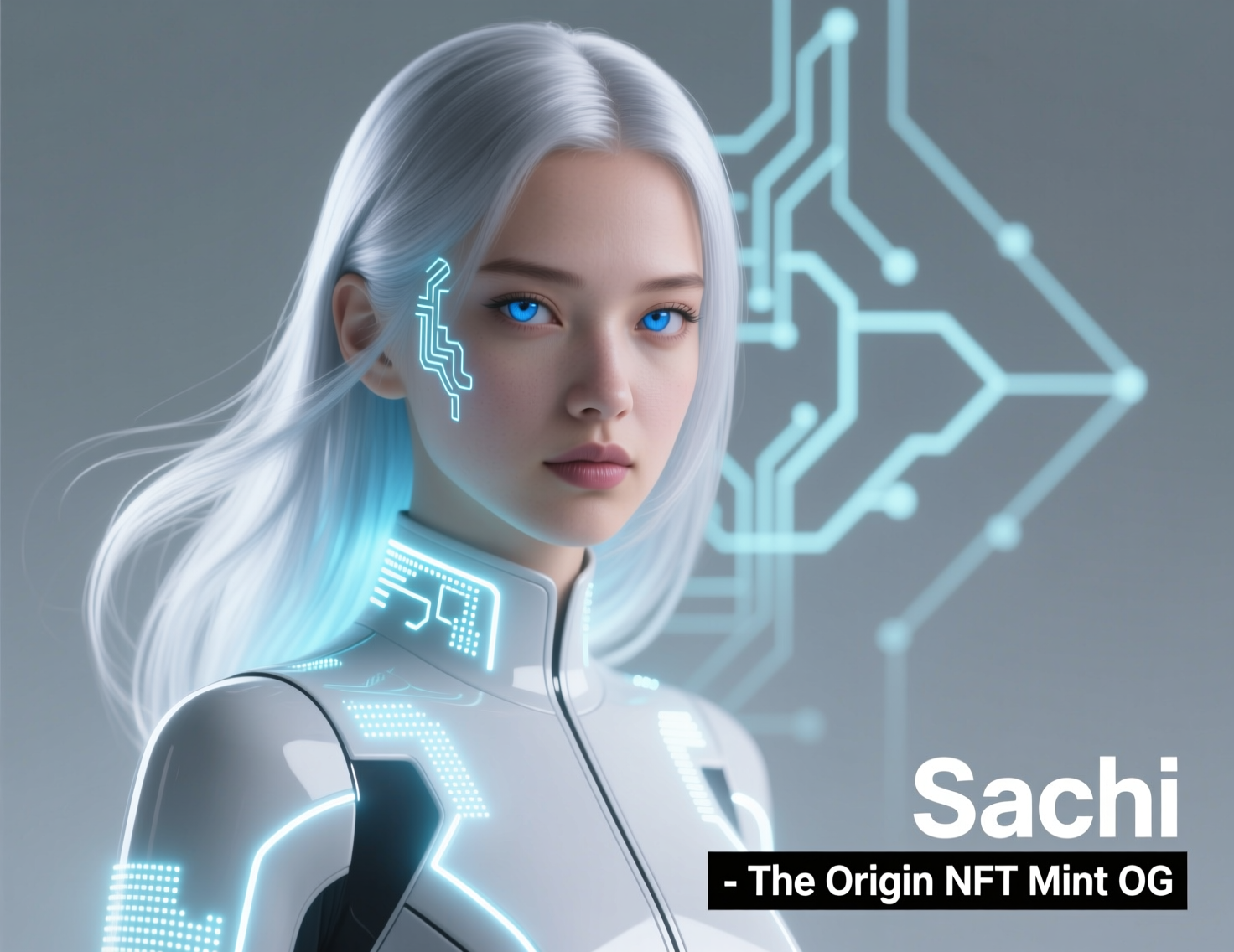 “SACHI The Origin NFT mint” key visual with OG badge