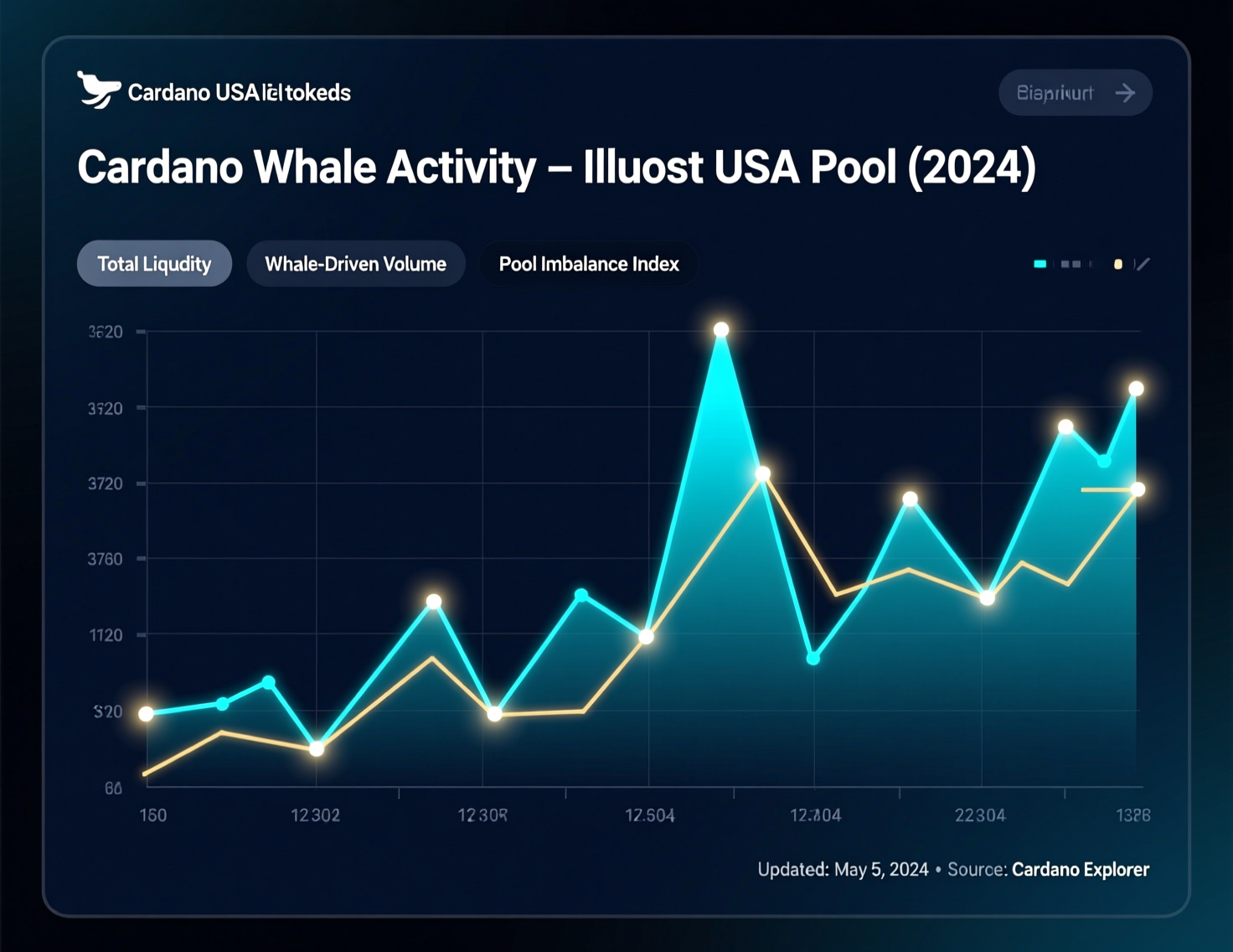 “On-chain chart of the Cardano whale illiquid USDA pool price impact”