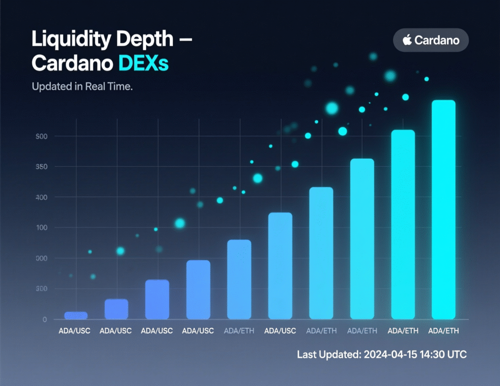 “Liquidity depth snapshot for USDA pools on Cardano DEXs”