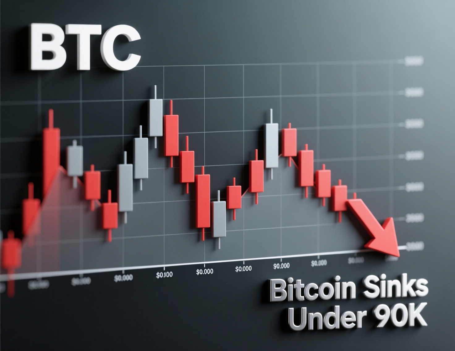 “Bitcoin sinks under $90K” price chart highlighting intraday low