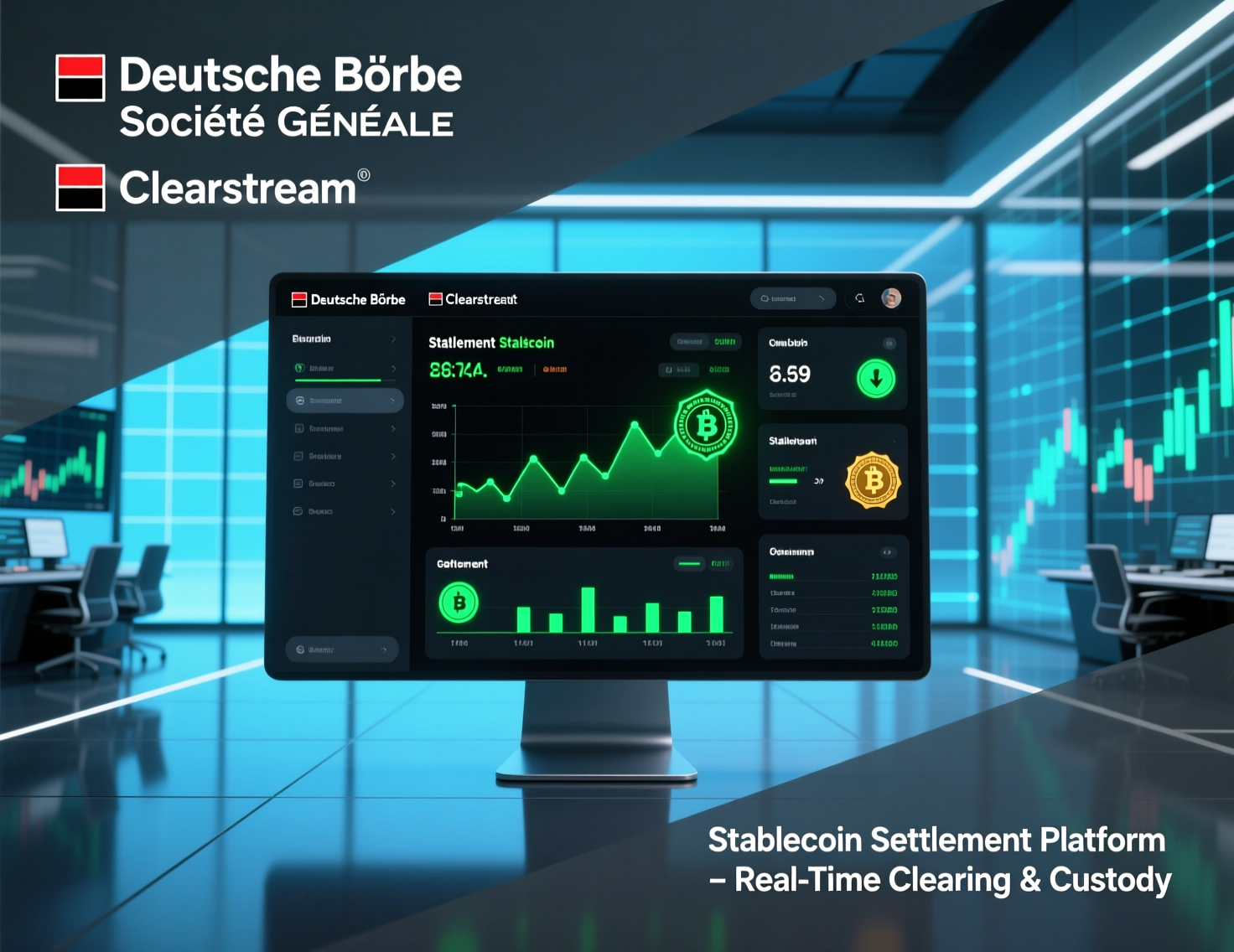 Deutsche Boerse SocGen stablecoins settlement announcement at Clearstream